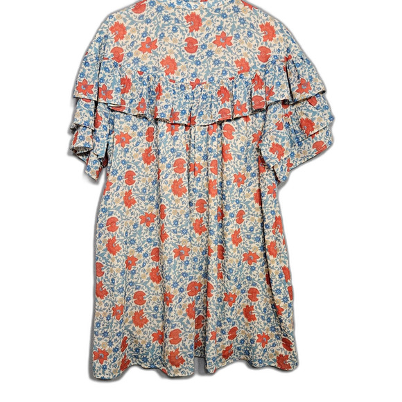 SPELL Village Ruffle Mini Shift Dress Organic Cotton Size Medium Playdress - Picture 8 of 9